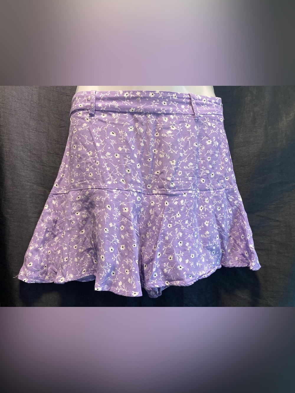 Zara Purple Floral Tiered Ruffle Mini Skirt Size XS / US 6